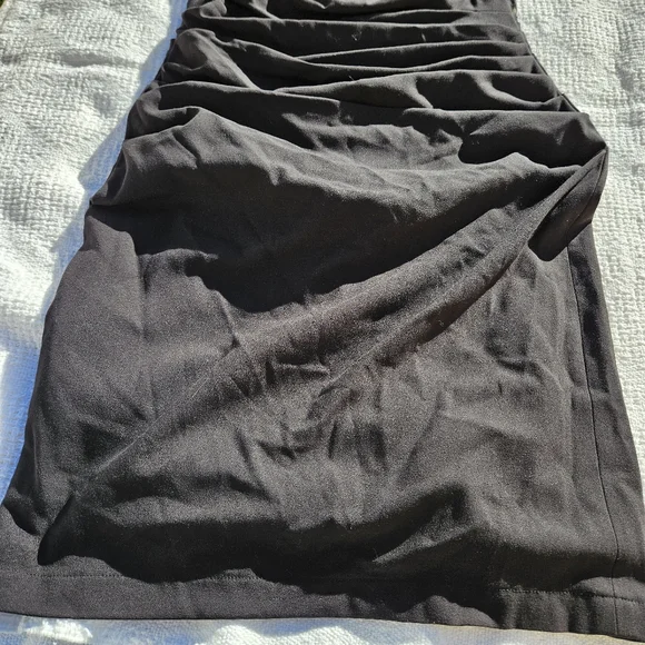 Bcbgmaxazria Dress Women's Black Size Medium Lace Back Ruched Waist BCBG - Picture 3 of 16